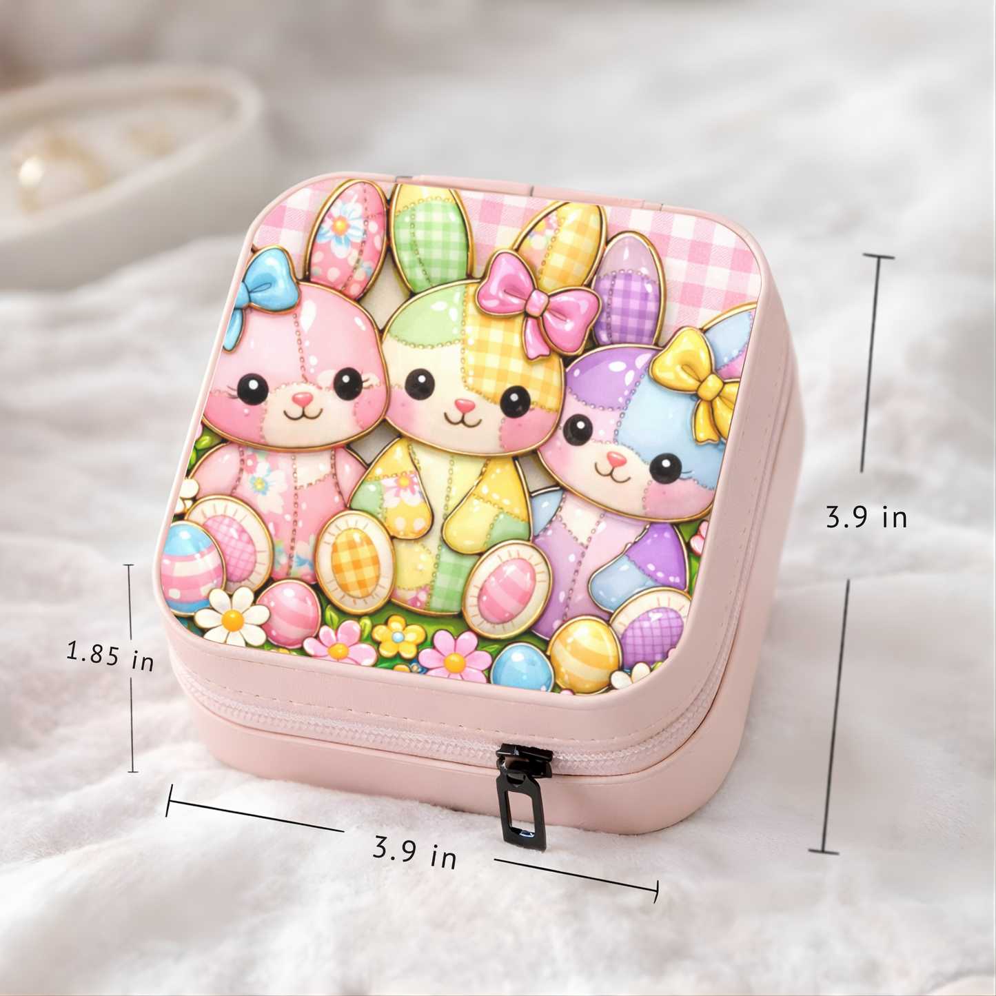 Cute Bunny Necklace or Keychain, Easter Bunny Trio Jewelry, Pastel Rabbit Pendant for Teen Girl, Easter Basket Stuffer Gift