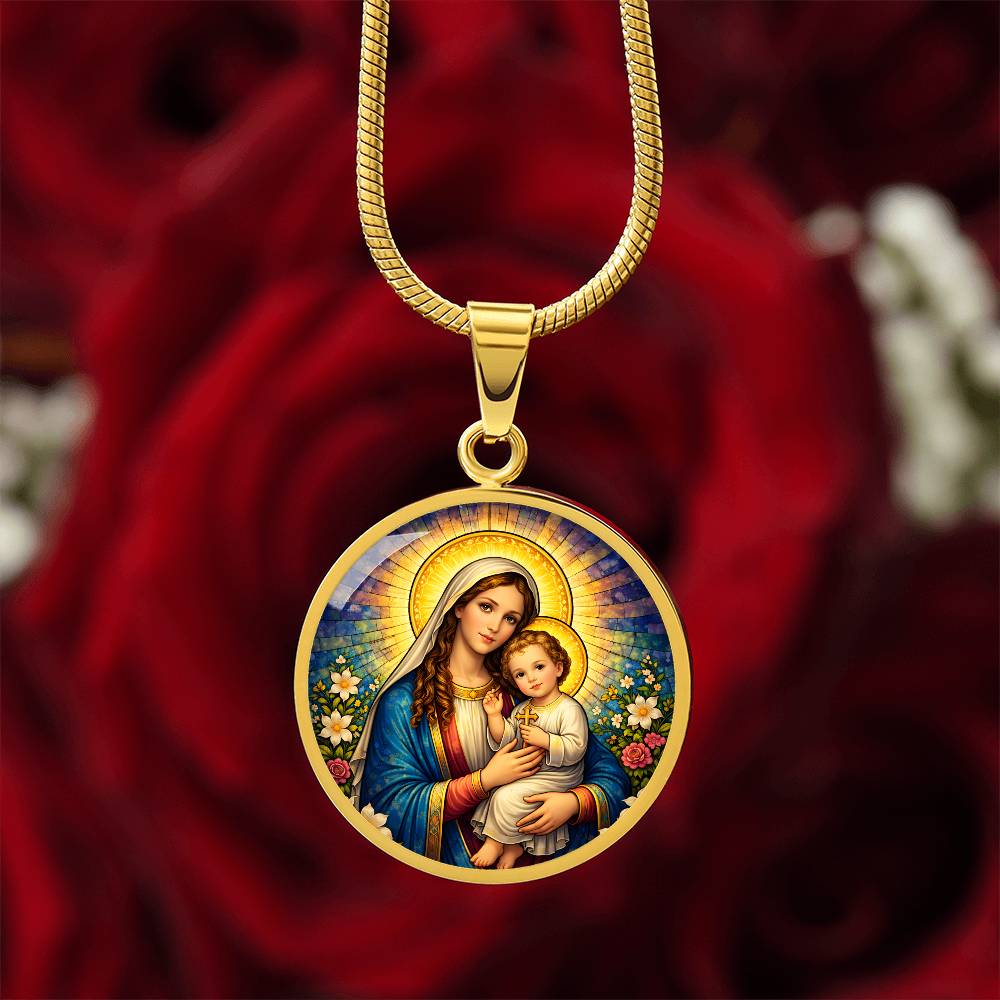 Virgin Mary and Baby Jesus Necklace or Keychain, Madonna and Child Catholic Jewelry, Christian Faith Gift