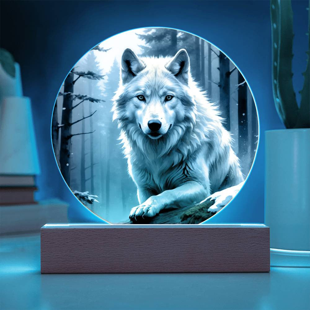 White Wolf in the Forest Plaque