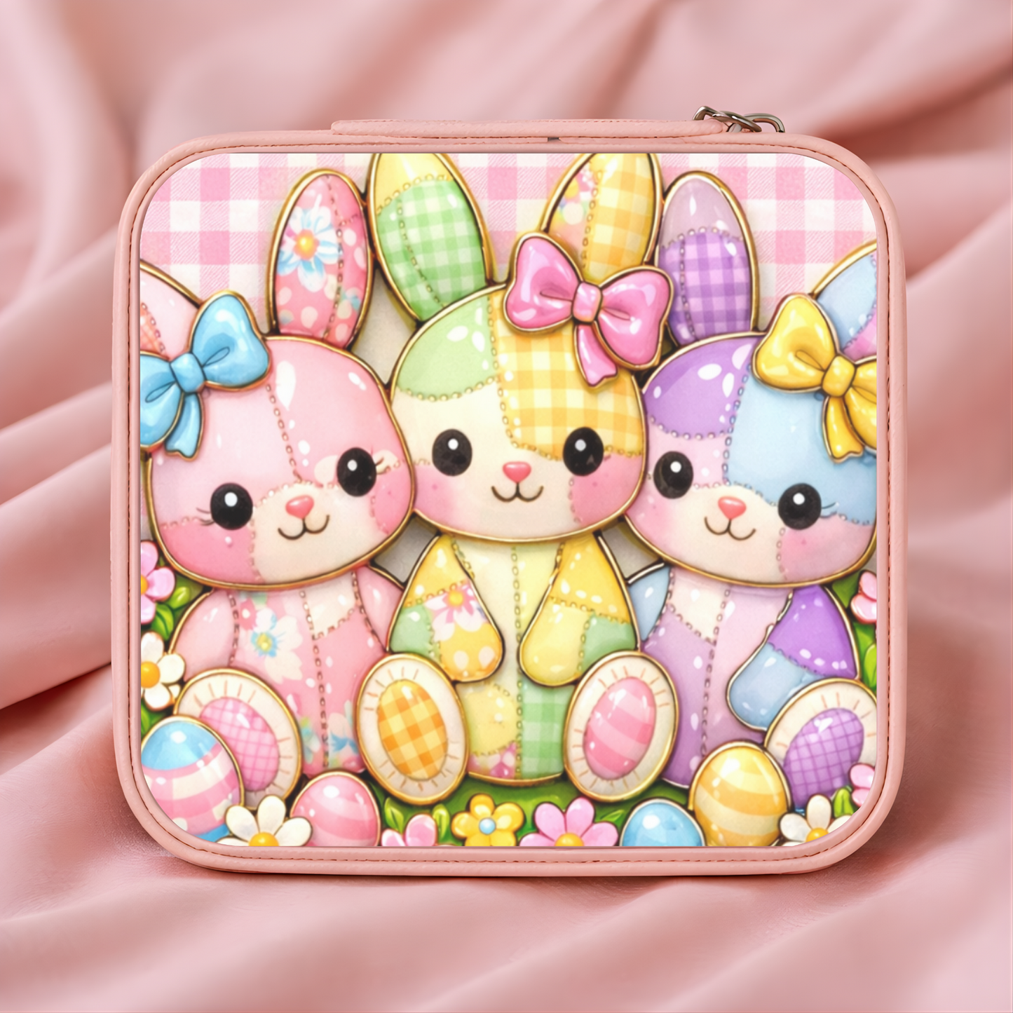 Cute Bunny Necklace or Keychain, Easter Bunny Trio Jewelry, Pastel Rabbit Pendant for Teen Girl, Easter Basket Stuffer Gift