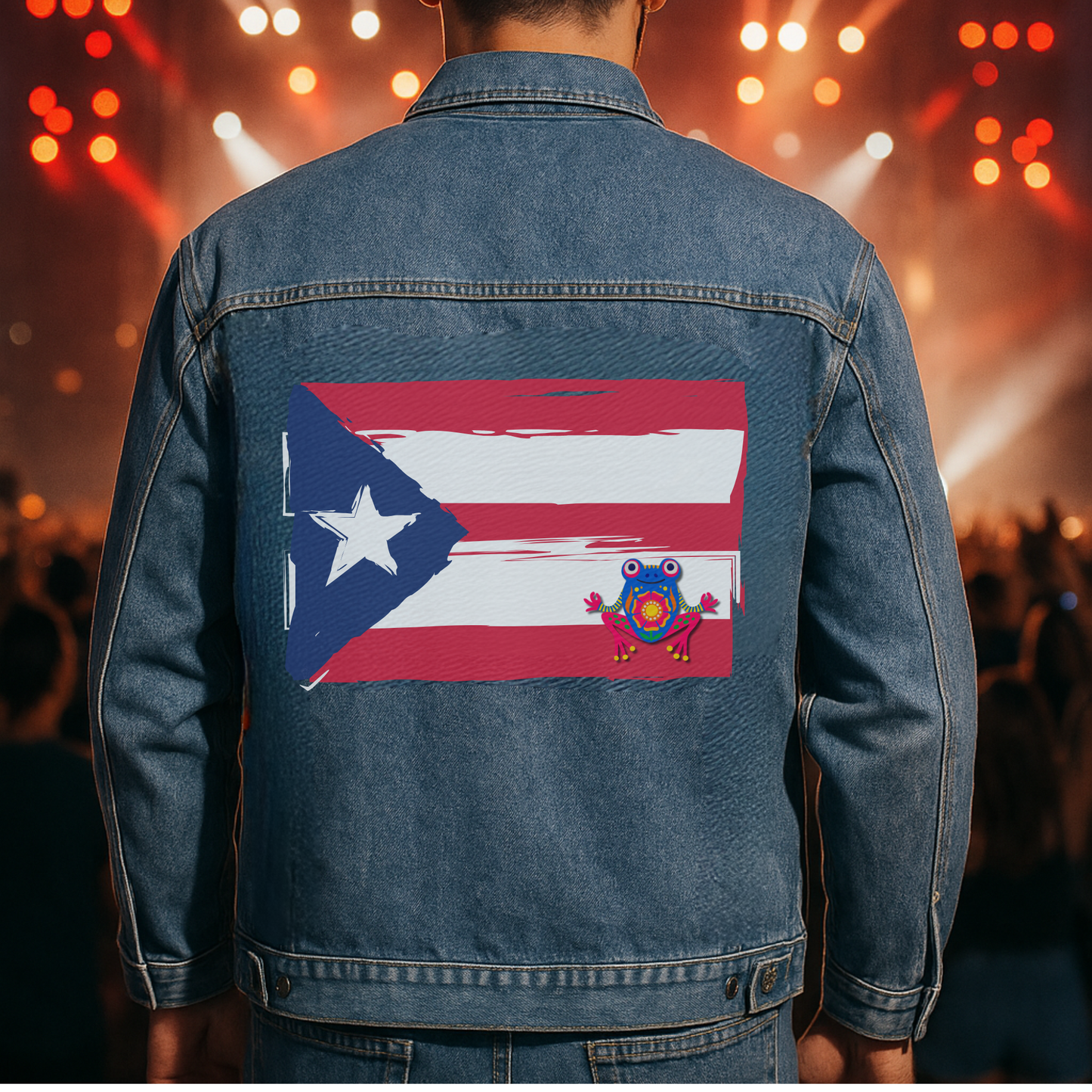 Unisex Puerto Rico Flag Coqui Denim Jacket