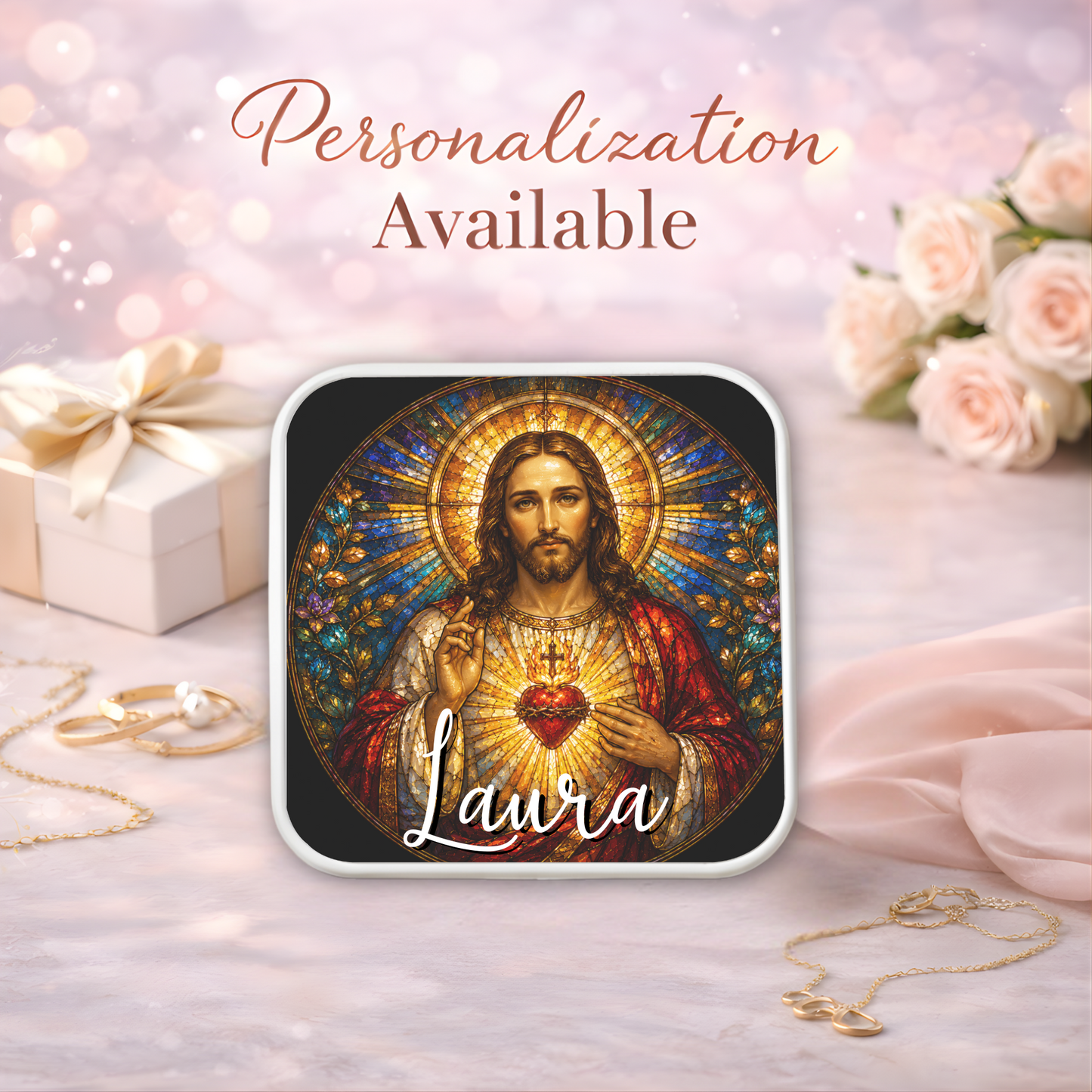 Sacred Heart of Jesus Necklace or Keychain, Catholic Necklace, Christian Jewelry, Religious Keepsake Gift