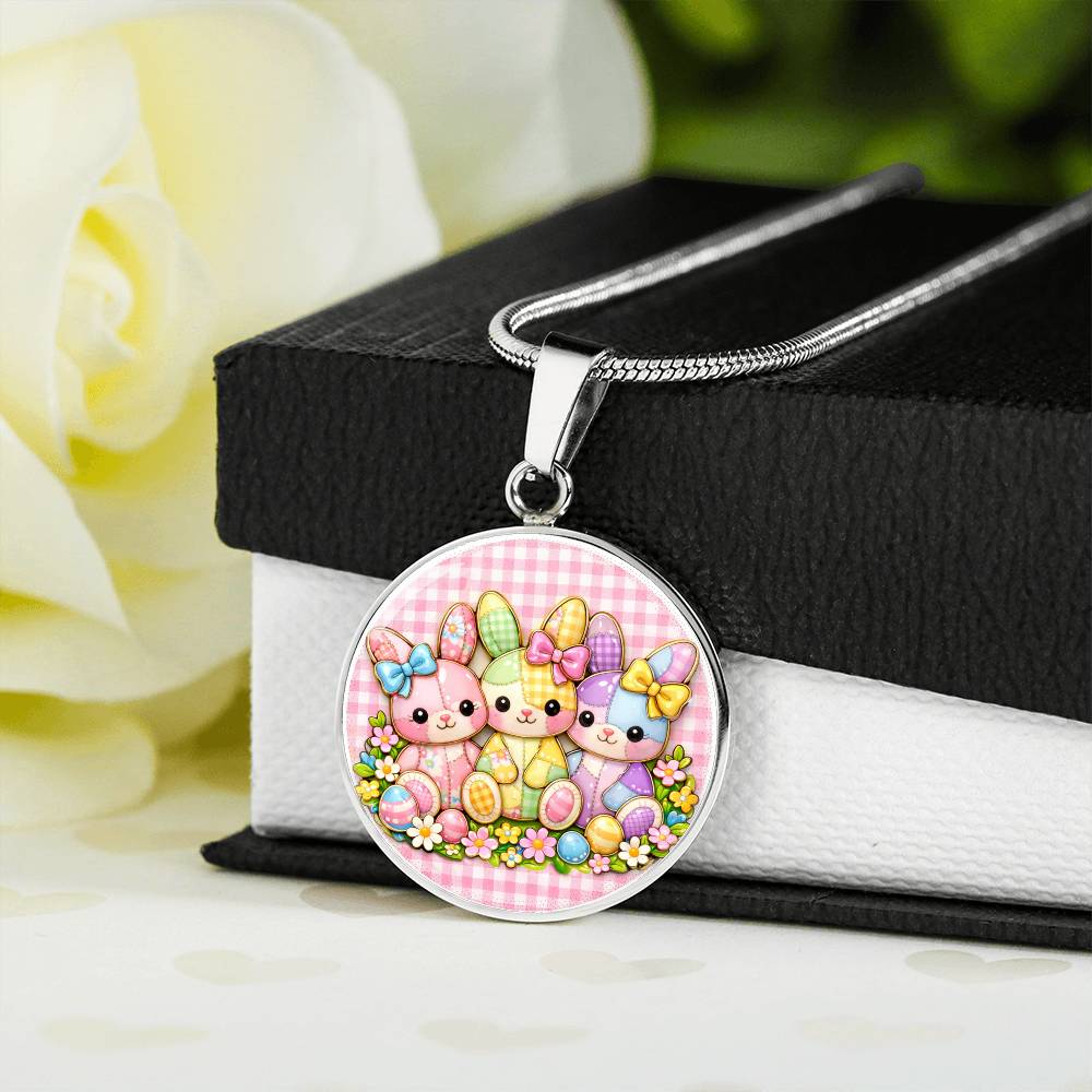 Cute Bunny Necklace or Keychain, Easter Bunny Trio Jewelry, Pastel Rabbit Pendant for Teen Girl, Easter Basket Stuffer Gift