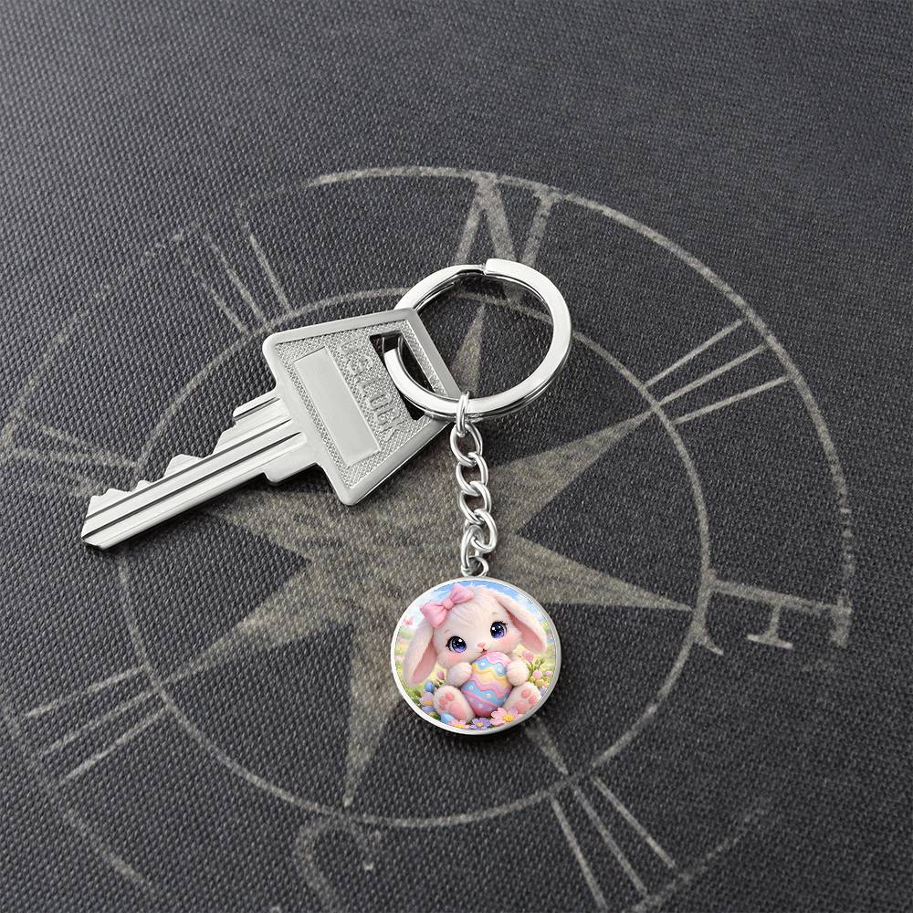 Cute Bunny Necklace or Keychain, Easter Bunny Jewelry, Pastel Rabbit Pendant for Teen Girl, Easter Basket Stuffer Gift