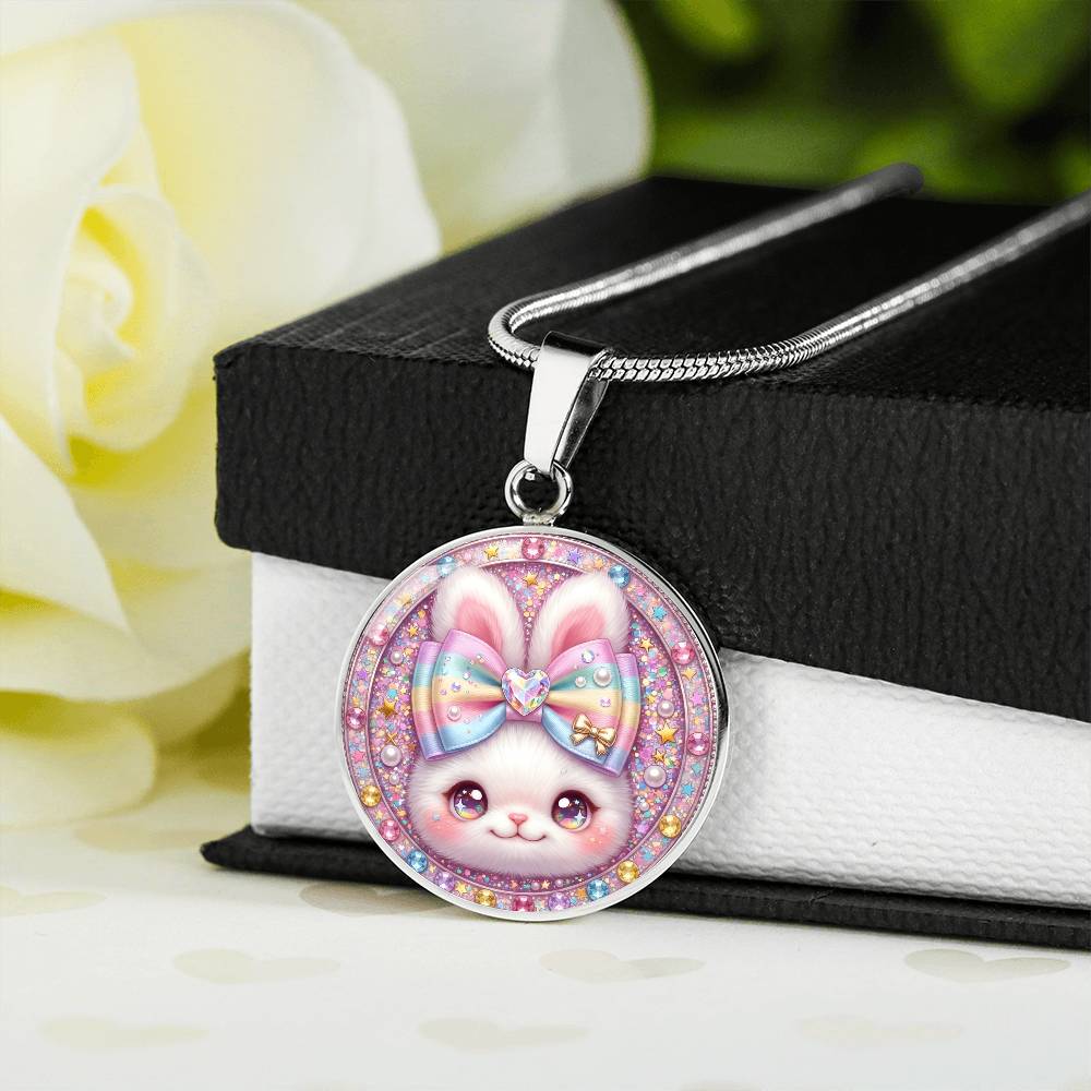 Cute Bunny Necklace or Keychain, Kawaii Easter Bunny Jewelry, Sparkle Rabbit Pendant for Teen Girl, Easter Basket Stuffer Gift