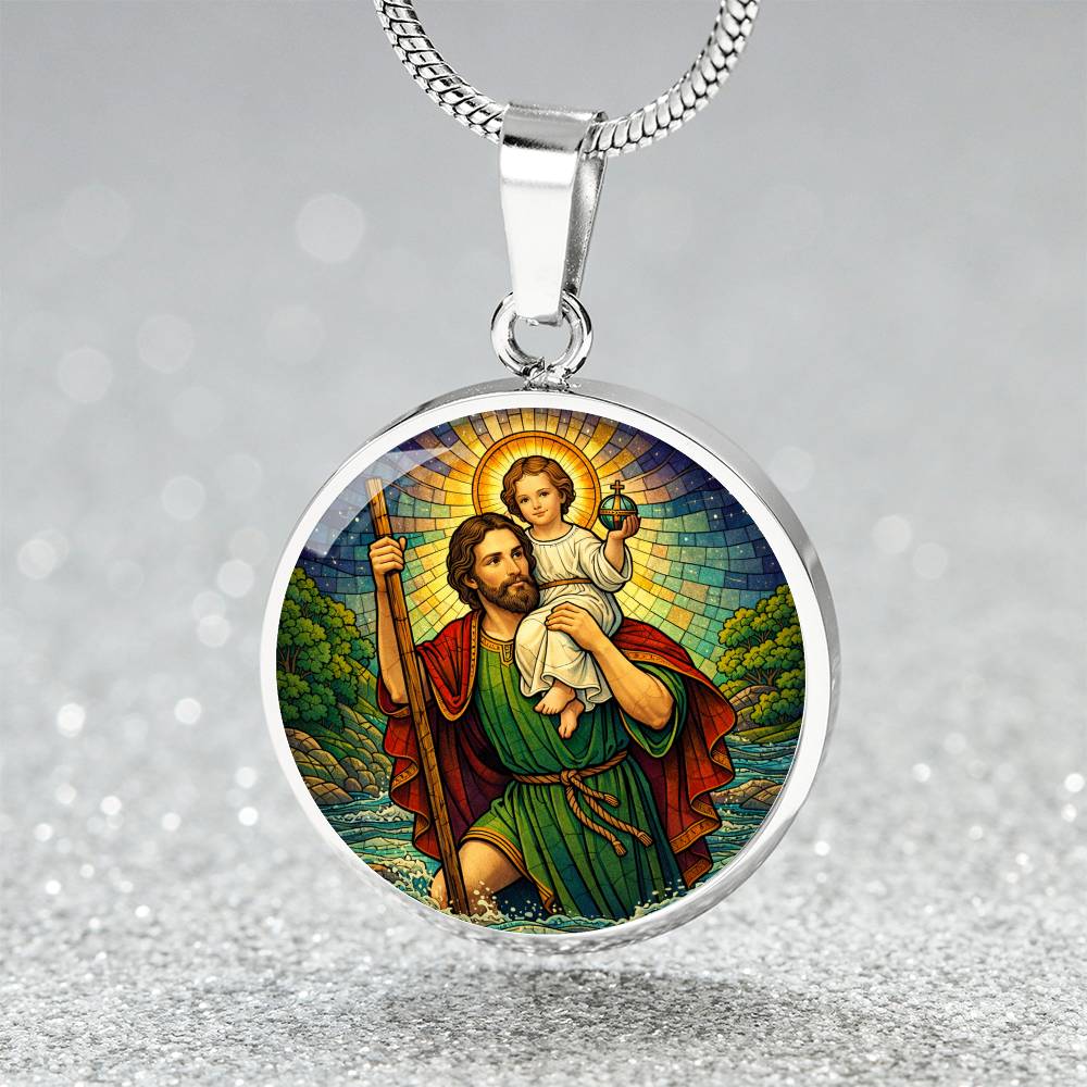 Saint Christopher Necklace or Keychain, Patron Saint of Travelers Jewelry, Catholic Travel Protection Pendant