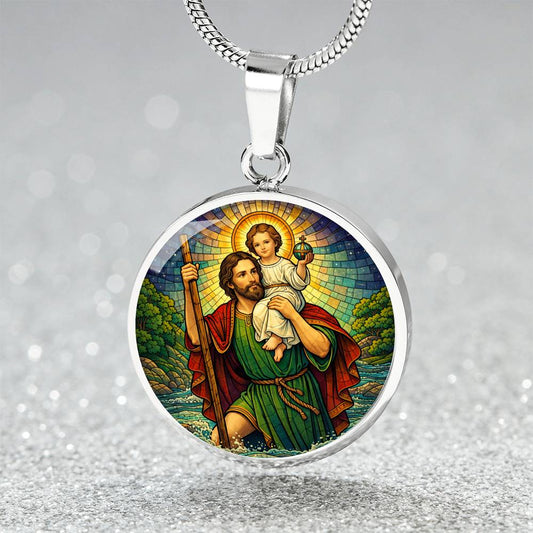 Saint Christopher Necklace or Keychain, Patron Saint of Travelers Jewelry, Catholic Travel Protection Pendant