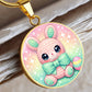 Crochet Bunny Necklace or Keychain, Cute Easter Bunny Jewelry, Kawaii Rabbit Pendant for Teen Girl, Easter Basket Stuffer Gift