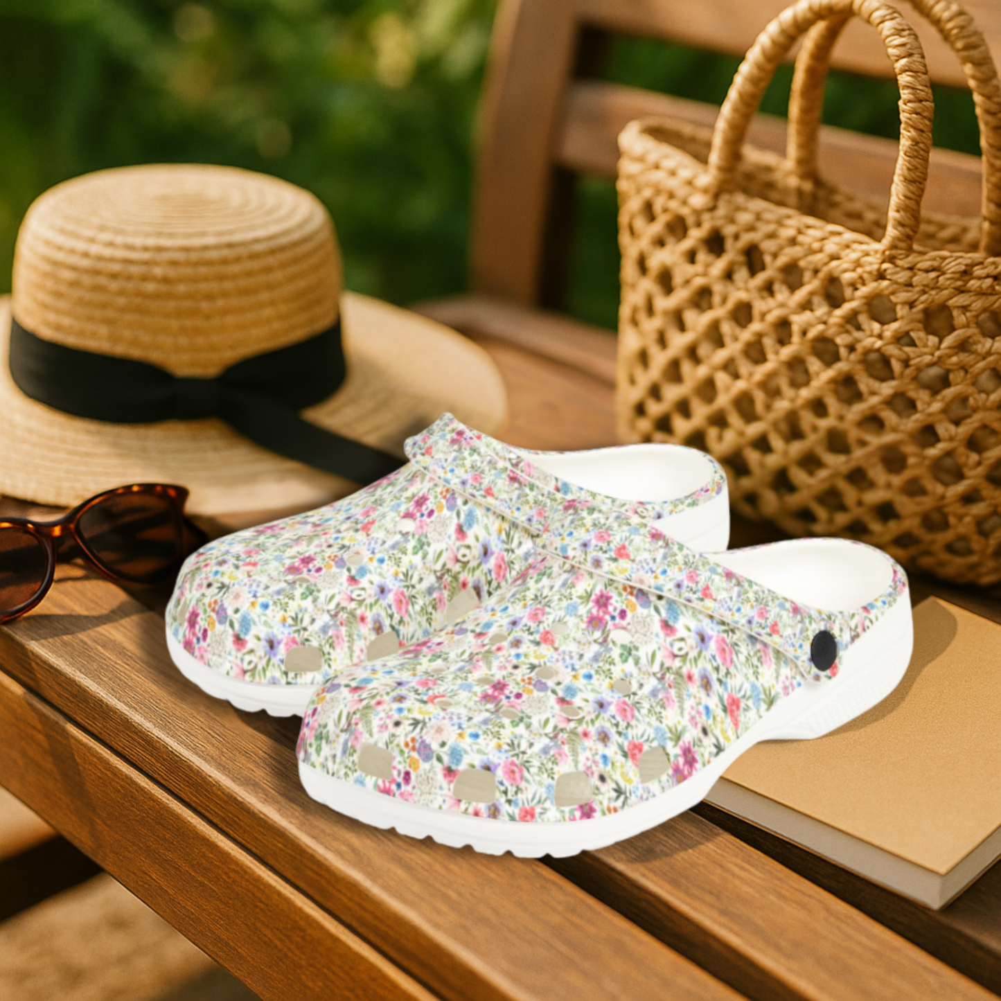 Pastel Wildflower Garden Shoes for Adults & Kids – Lightweight EVA Slip-On Floral Summer Sandals Water-Resistant Nurse Walking Comfort, Mom