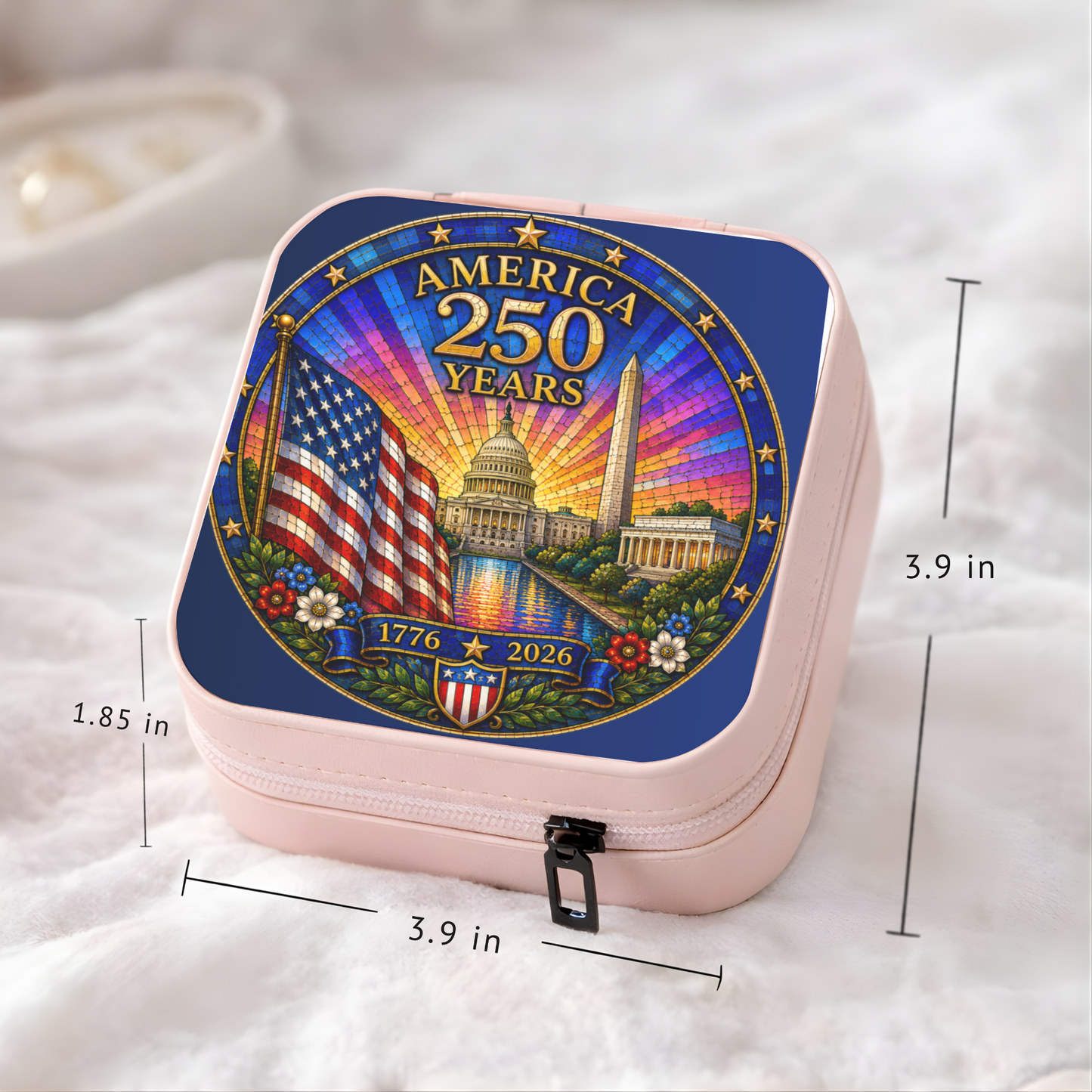 America 250 Years Necklace or Keychain Stained Glass Style USA Commemorative Limited Edition Patriotic Keepsake