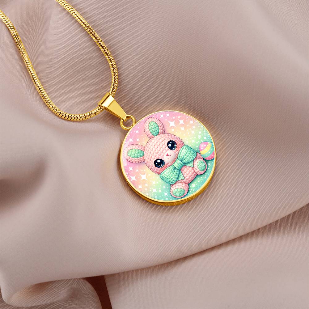 Crochet Bunny Necklace or Keychain, Cute Easter Bunny Jewelry, Kawaii Rabbit Pendant for Teen Girl, Easter Basket Stuffer Gift