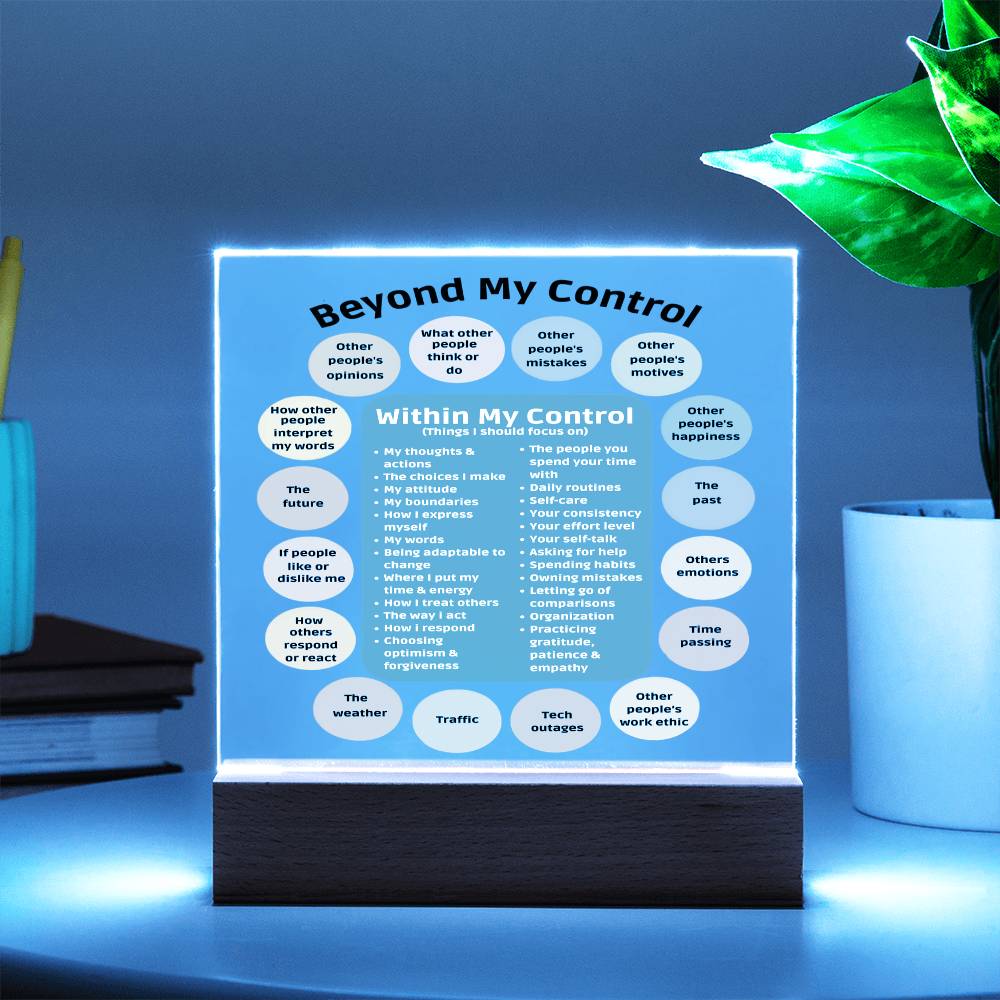 Things I can control Acrylic Decor What I can control Anxiety LED light Mindful Room Decor School Psychologist Office Decor Counselor Sign