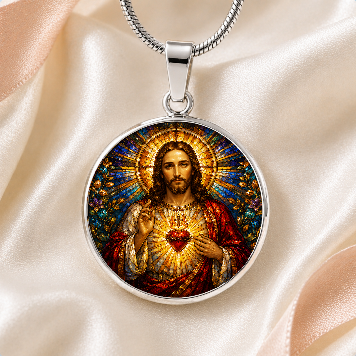 Sacred Heart of Jesus Necklace or Keychain, Catholic Necklace, Christian Jewelry, Religious Keepsake Gift