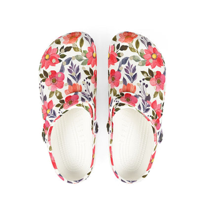 Blush Bloom Garden Shoes for Adults & Kids – Lightweight EVA Slip-On Pink Floral Sandals Water-Resistant Nurse Comfort & Everyday Walking