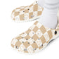 Checkerboard Ghost Garden Shoes for Adults & Kids – Lightweight EVA Slip-On Halloween Sandals Water-Resistant Nurse Comfort Walking Footwear