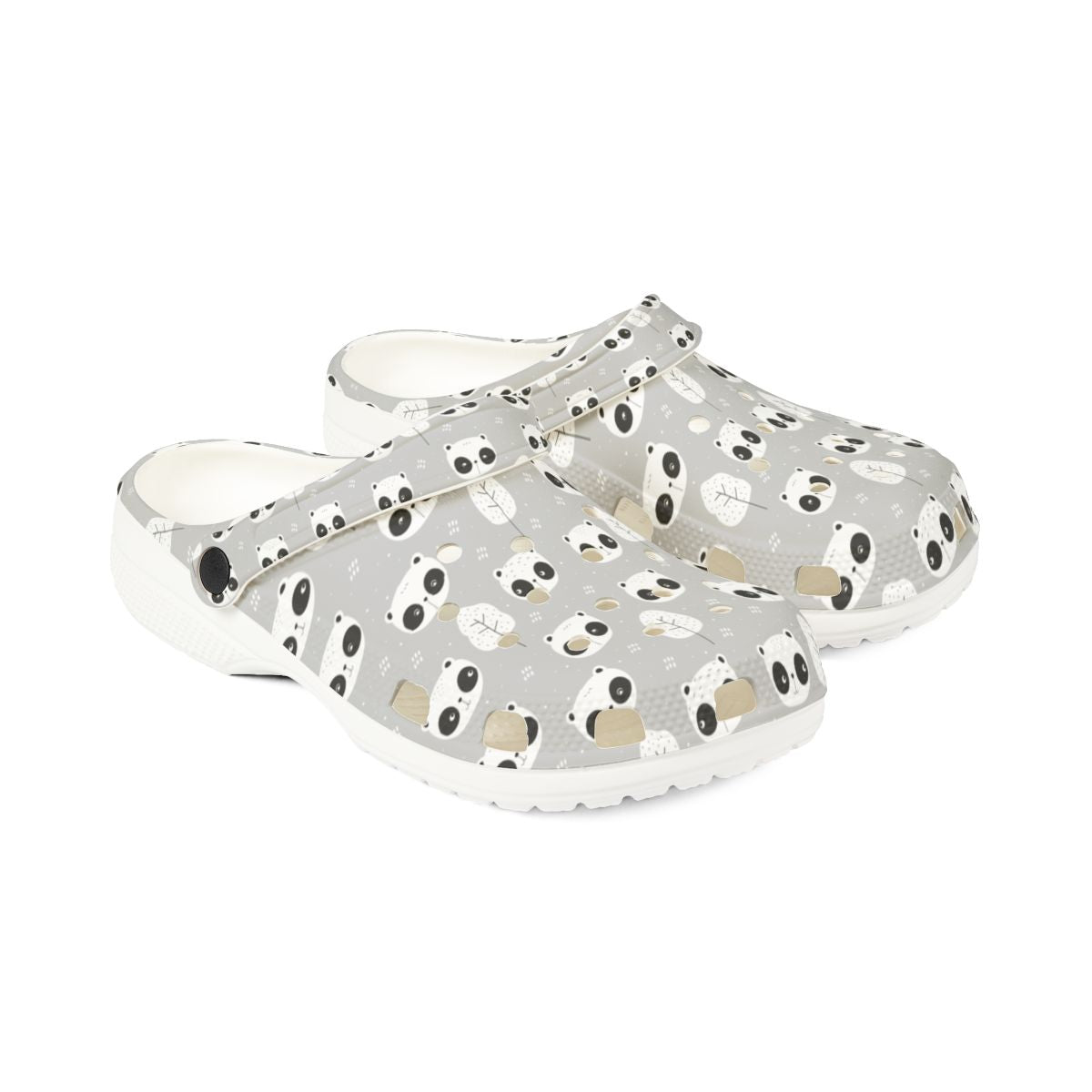 Gray Panda Garden Shoes for Adults & Kids – Lightweight EVA Slip-On Cute Animal Sandals Water-Resistant Nurse Comfort & Walking Footwear