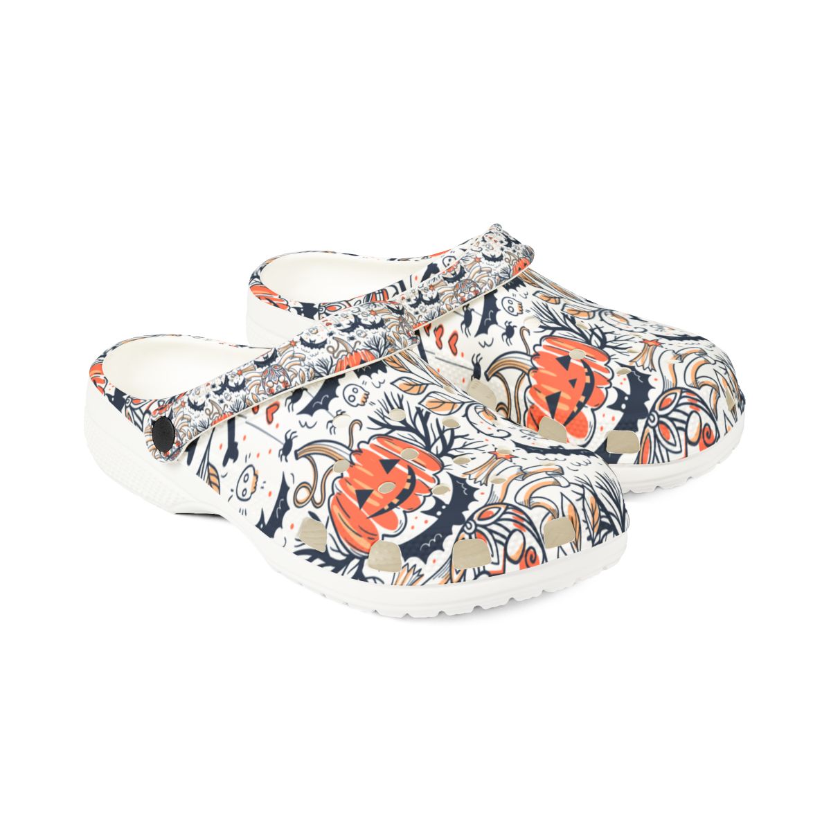Pumpkin Bat Leaf Halloween Garden Shoes for Adults & Kids – Lightweight EVA Slip-On Spooky Sandals Water-Resistant Nurse Comfort
