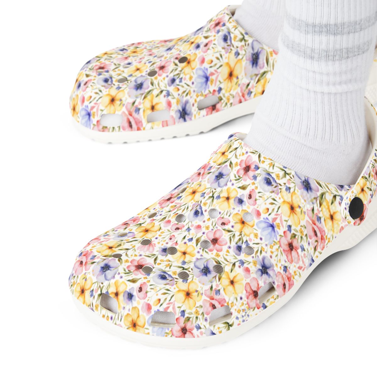 Floral Meadow Garden Shoes for Adults & Kids – Multicolor Wildflower EVA Slip-On Summer Beach Sandals Lightweight Nurse Comfort Footwear