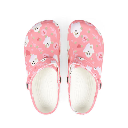 Pink Ghost Garden Shoes for Adults & Kids – Lightweight EVA Slip-On Halloween Sandals Water-Resistant Nurse Comfort Footwear
