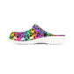 Rainbow Leopard Garden Shoes for Adults & Kids – Lightweight EVA Slip-On Bold Animal Sandals Water-Resistant Nurse Comfort & Festival Walking