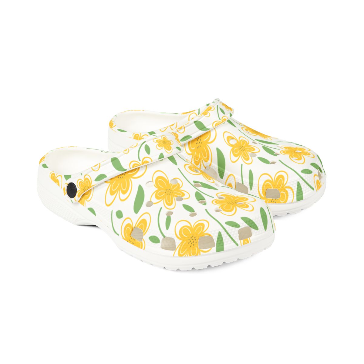Yellow Blossom Garden Shoes for Adults & Kids – Lightweight EVA Slip-On Floral Spring Sandals Water-Resistant Nurse Comfort & Walking
