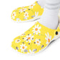 Sunny Daisy Garden Shoes for Adults & Kids – Lightweight EVA Slip-On Yellow Floral Summer Sandals Water-Resistant Nurse Comfort Walking