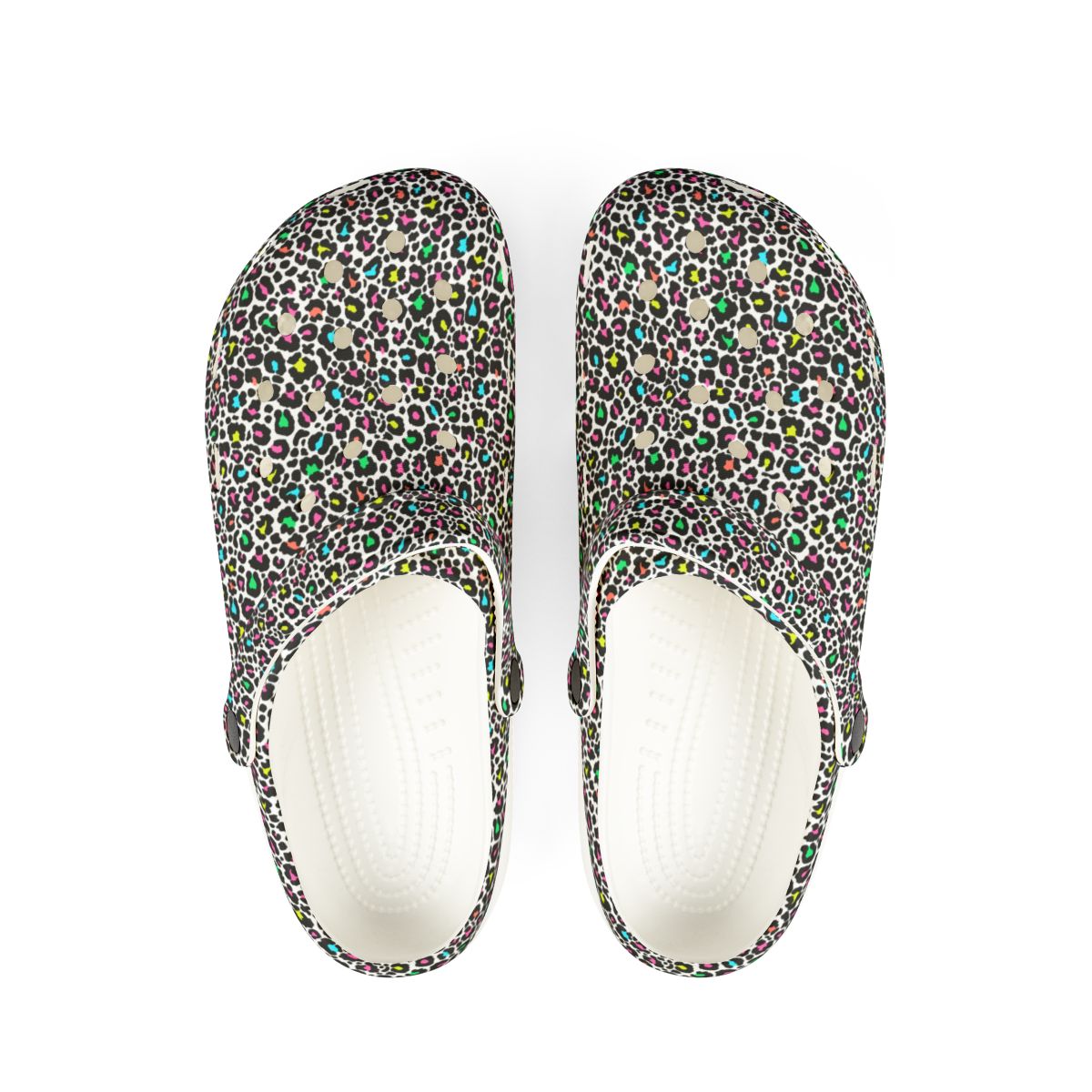 Confetti Leopard Garden Shoes for Adults & Kids – Lightweight EVA Slip-On Colorful Animal Sandals Water-Resistant Nurse Comfort & Walking