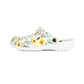 Wildflower Bloom Garden Shoes for Adults & Kids – Lightweight EVA Slip-On White Floral Sandals Water-Resistant Nurse Comfort & Walking