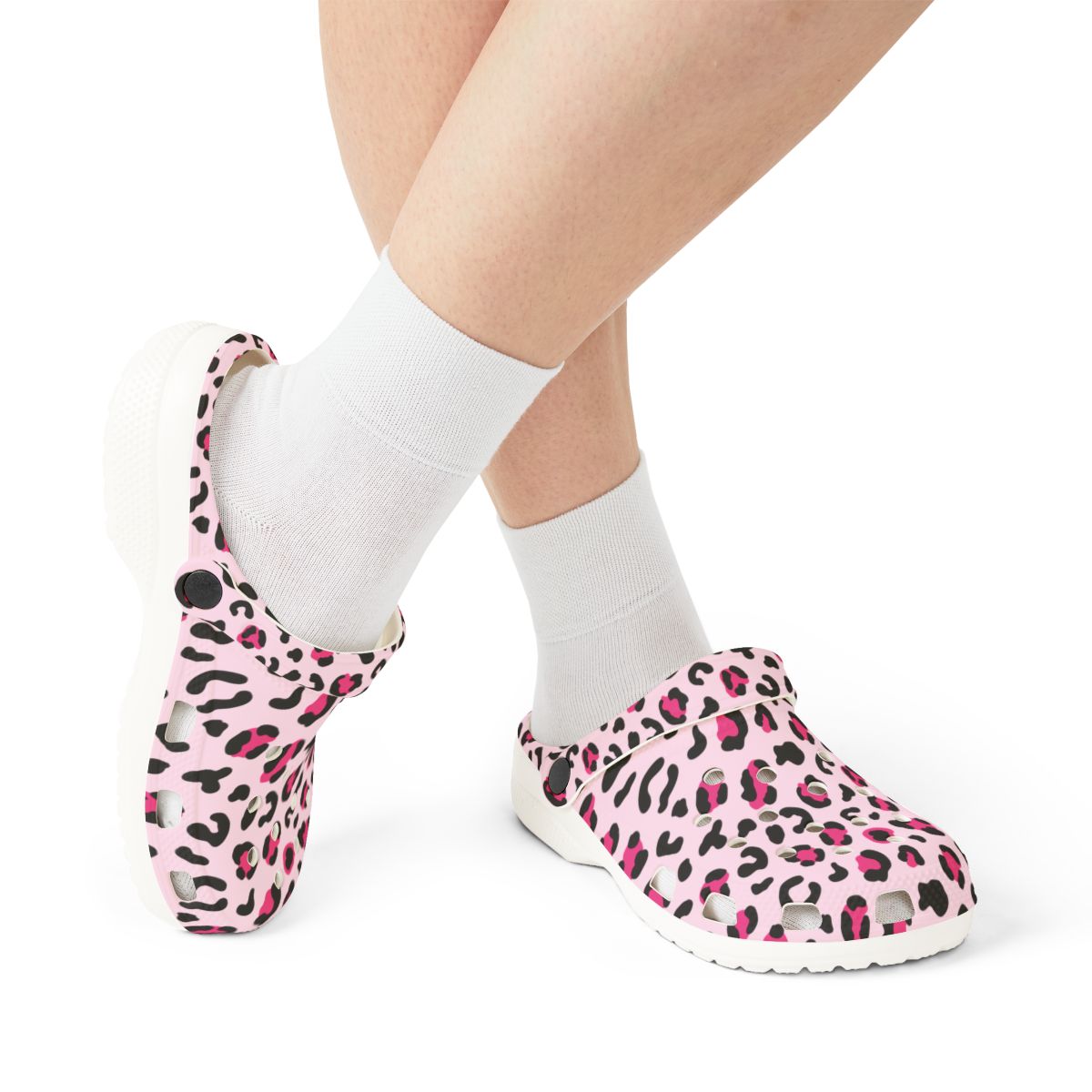 Pink Leopard Print Garden Shoes for Adults & Kids – Lightweight EVA Slip-On Trendy Animal Sandals Water-Resistant Nurse Comfort & Walking