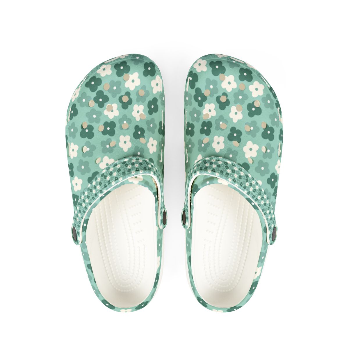 Retro Teal Daisy Garden Shoes for Adults & Kids – Lightweight EVA Slip-On Floral Summer Nurse Sandals Water-Resistant Comfort Footwear, Mom
