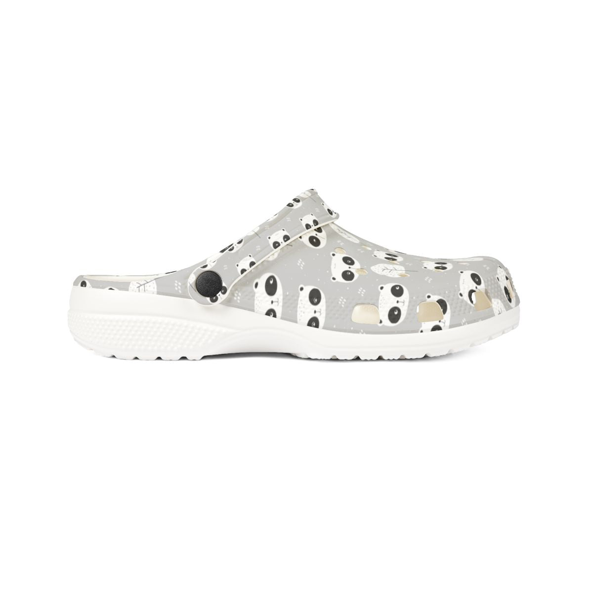Gray Panda Garden Shoes for Adults & Kids – Lightweight EVA Slip-On Cute Animal Sandals Water-Resistant Nurse Comfort & Walking Footwear