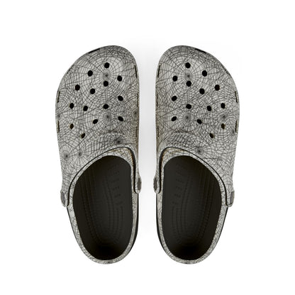 Spider-Web Sandals for Adults & Kids – Spooky Black EVA Garden Shoes, Lightweight Slip-Ons, Goth Comfort for Halloween and Everyday Wear
