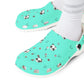 Mint Panda Heart Garden Shoes for Adults & Kids – Lightweight EVA Slip-On Cute Animal Sandals Water-Resistant Nurse Comfort & Everyday Walking