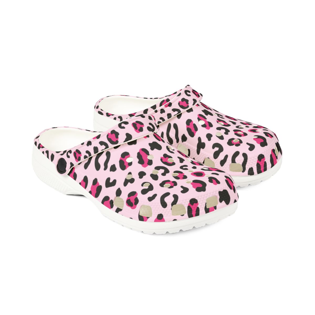 Pink Leopard Print Garden Shoes for Adults & Kids – Lightweight EVA Slip-On Trendy Animal Sandals Water-Resistant Nurse Comfort & Walking