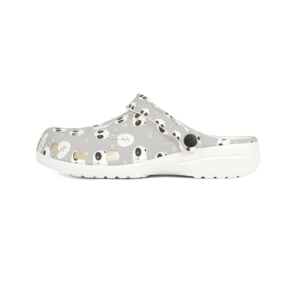 Gray Panda Garden Shoes for Adults & Kids – Lightweight EVA Slip-On Cute Animal Sandals Water-Resistant Nurse Comfort & Walking Footwear