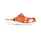 Spooky Orange Halloween Garden Shoes for Adults & Kids – Lightweight EVA Slip-On Sandals with Cats, Ghosts, Candy & Tombstones