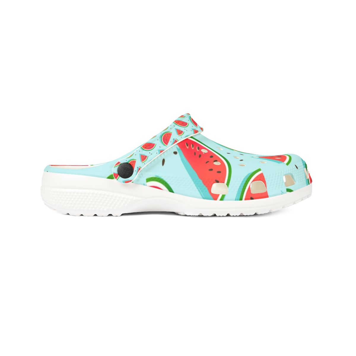 Watermelon Garden Shoes for Adults & Kids – Fruit Print Lightweight EVA Slip-On Sandals, Fruitcore, Gardening Mom, Summer Vibes