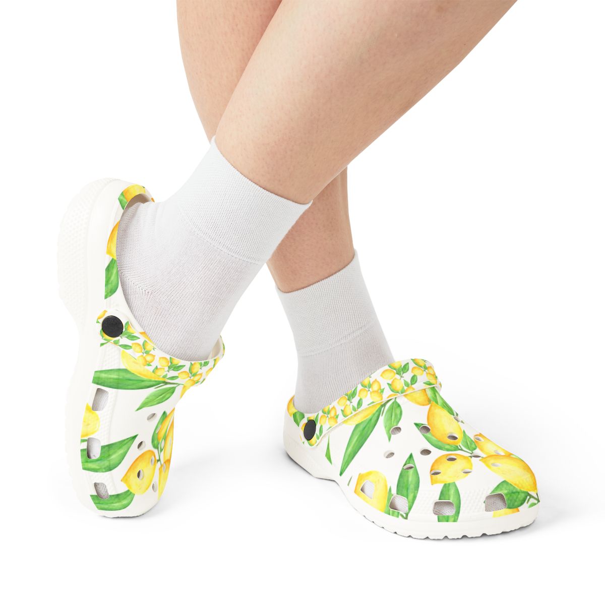 Lemon Sandals for Women and Kids – Citrus Print Garden Shoes, Lightweight EVA Slip-Ons, Cute Summer Footwear & Nurse Comfort Mules
