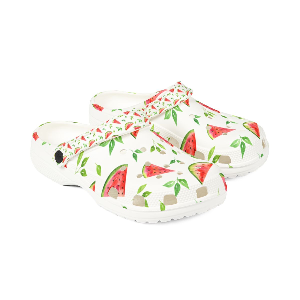 Watermelon Garden Shoes for Adults & Kids – Fruit Print Lightweight EVA Slip-On Sandals, Fruitcore, Gardening Mom, Summer Vibes