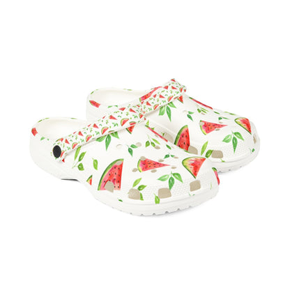 Watermelon Garden Shoes for Adults & Kids – Fruit Print Lightweight EVA Slip-On Sandals, Fruitcore, Gardening Mom, Summer Vibes