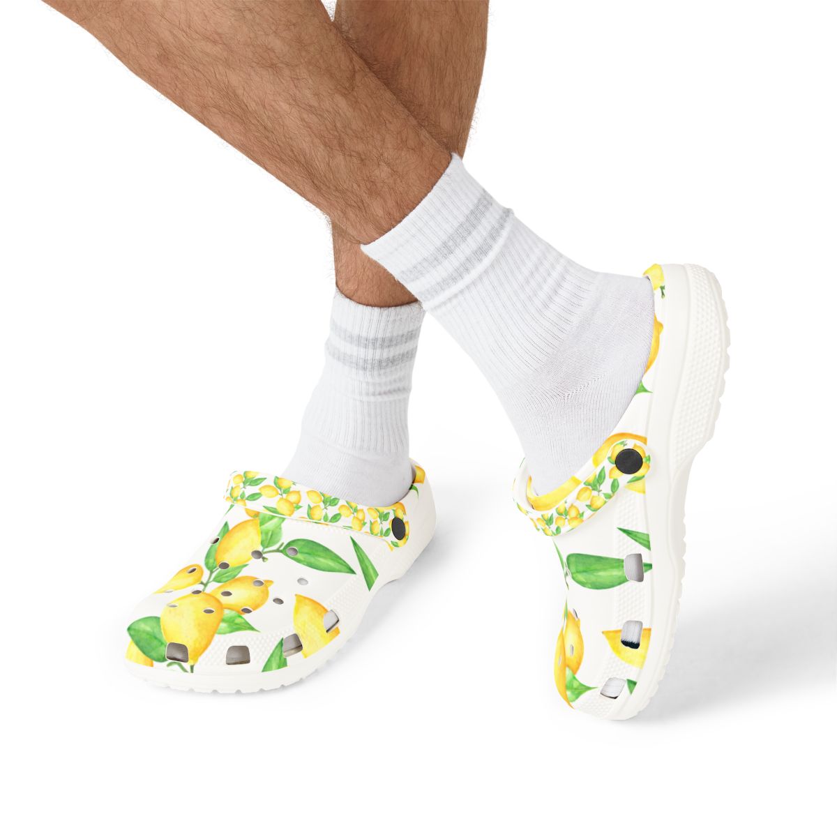 Lemon Sandals for Women and Kids – Citrus Print Garden Shoes, Lightweight EVA Slip-Ons, Cute Summer Footwear & Nurse Comfort Mules