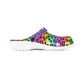 Rainbow Leopard Garden Shoes for Adults & Kids – Lightweight EVA Slip-On Bold Animal Sandals Water-Resistant Nurse Comfort & Festival Walking