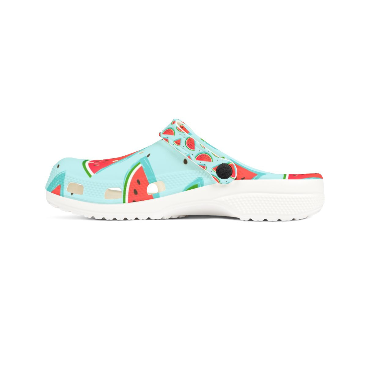 Watermelon Garden Shoes for Adults & Kids – Fruit Print Lightweight EVA Slip-On Sandals, Fruitcore, Gardening Mom, Summer Vibes