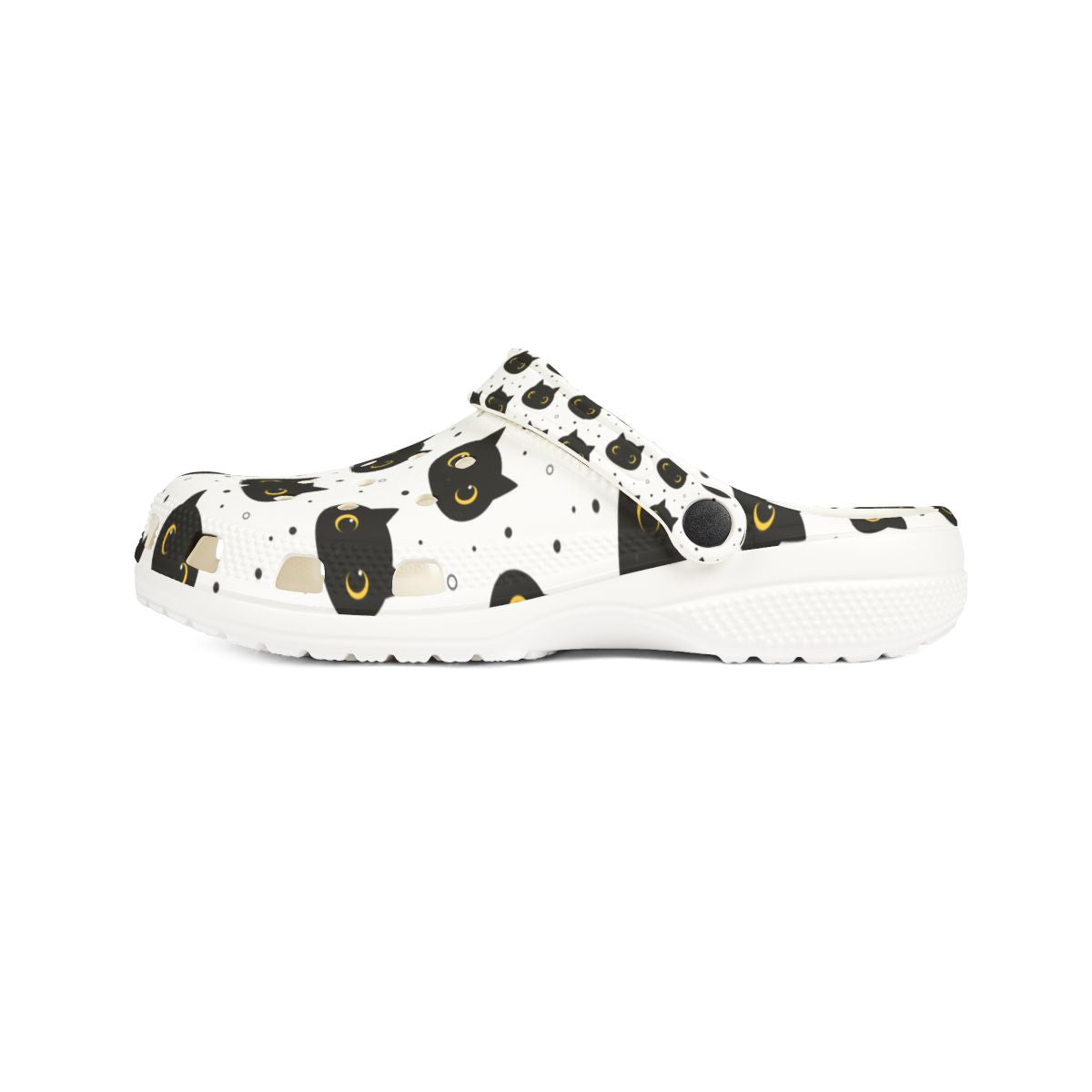 Black Cat Garden Shoes for Adults & Kids – Lightweight EVA Slip-On Halloween Sandals Water-Resistant Nurse Comfort Walking Footwear
