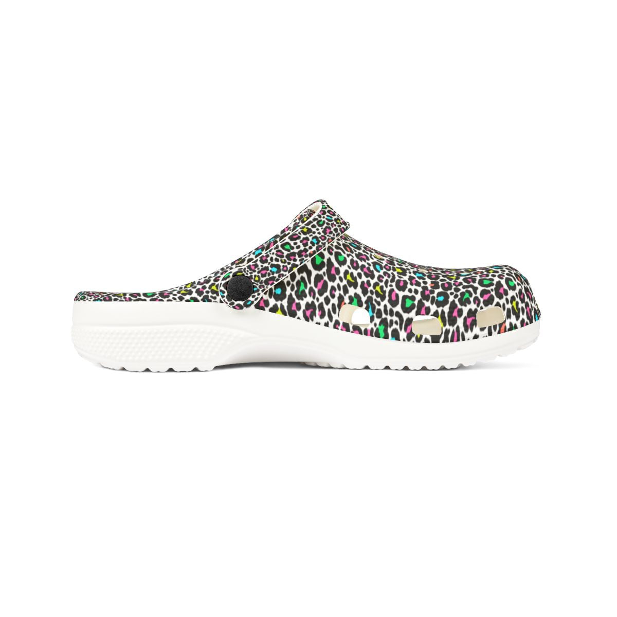 Confetti Leopard Garden Shoes for Adults & Kids – Lightweight EVA Slip-On Colorful Animal Sandals Water-Resistant Nurse Comfort & Walking