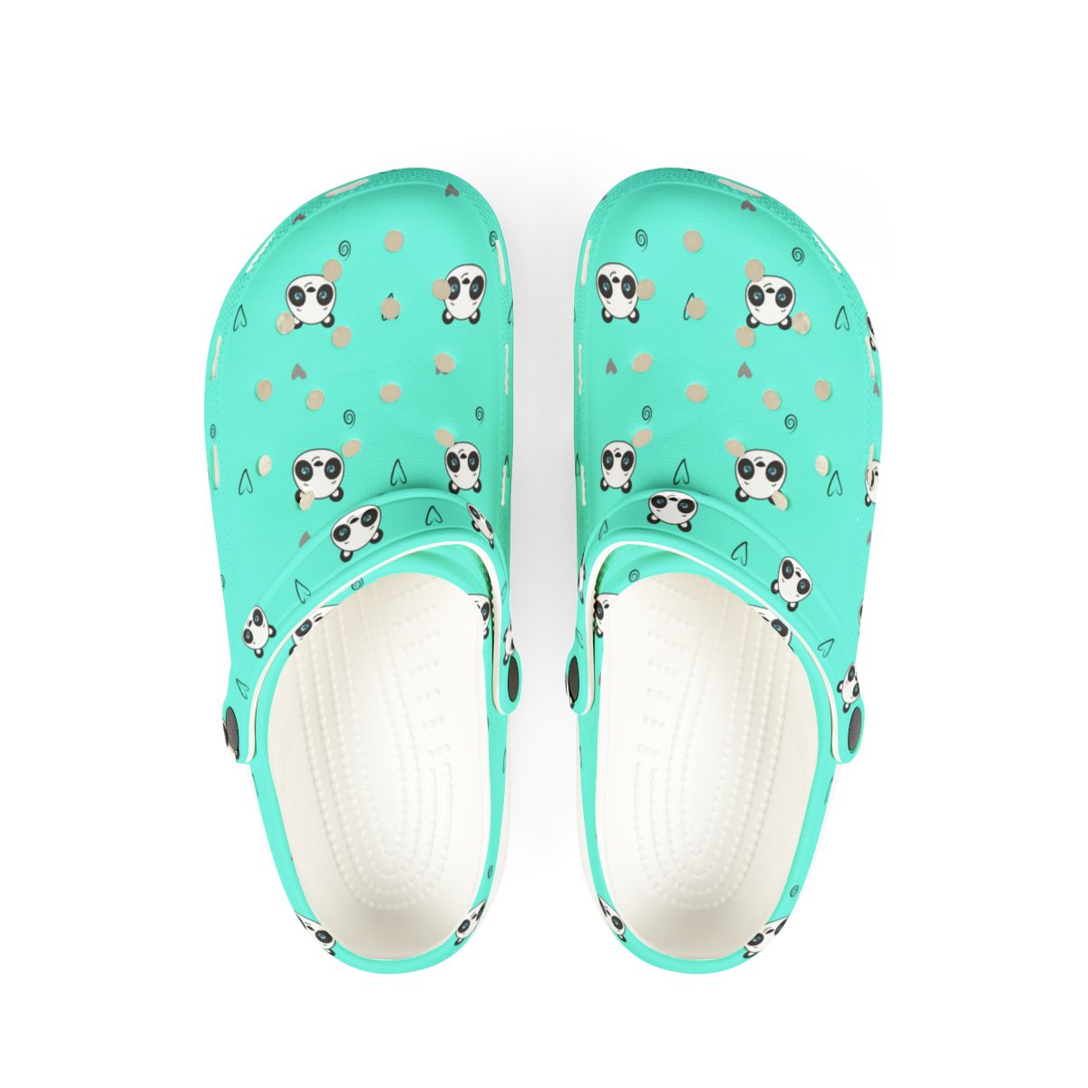 Mint Panda Heart Garden Shoes for Adults & Kids – Lightweight EVA Slip-On Cute Animal Sandals Water-Resistant Nurse Comfort & Everyday Walking