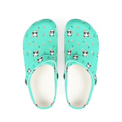 Mint Panda Heart Garden Shoes for Adults & Kids – Lightweight EVA Slip-On Cute Animal Sandals Water-Resistant Nurse Comfort & Everyday Walking