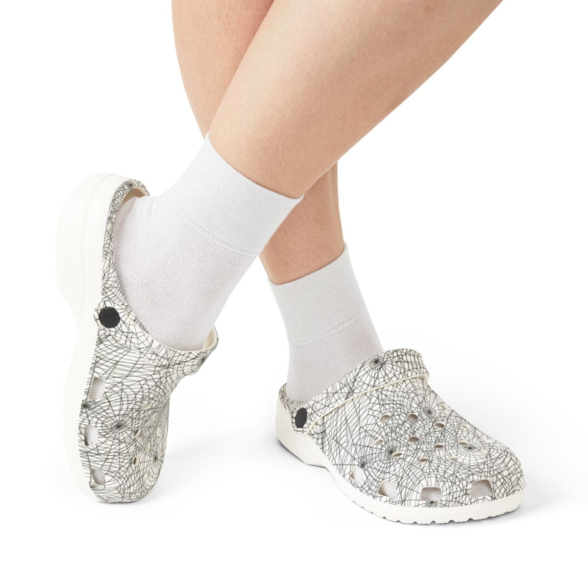 Spider-Web Sandals for Adults & Kids – Spooky Black EVA Garden Shoes, Lightweight Slip-Ons, Goth Comfort for Halloween and Everyday Wear