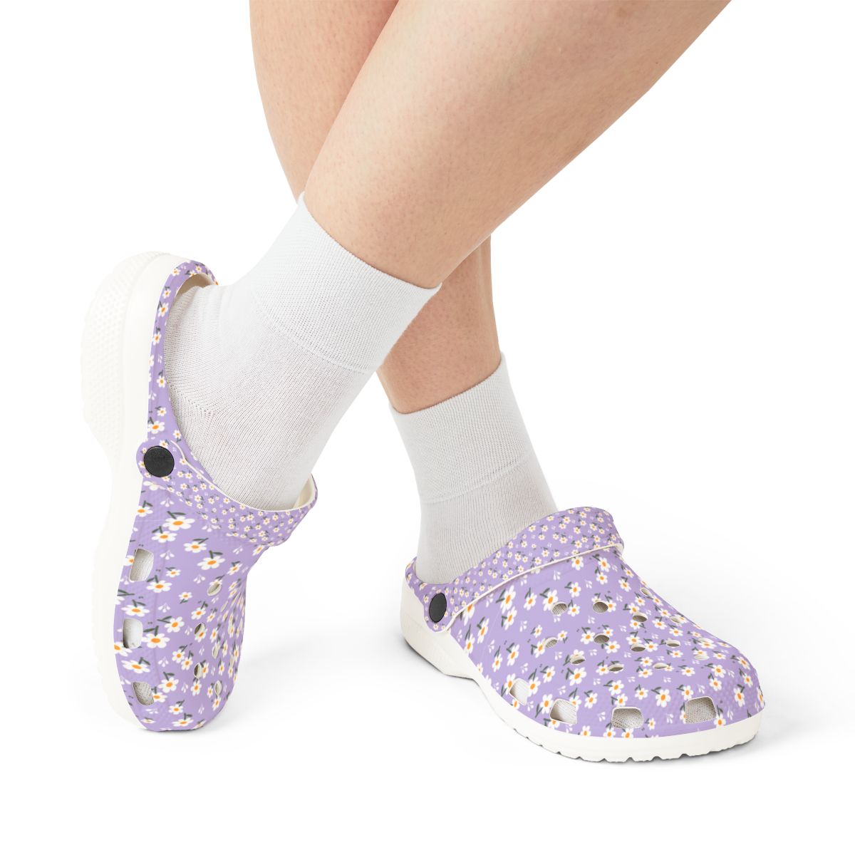 Lavender Daisy Garden Shoes for Adults & Kids – Lightweight EVA Slip-On Floral Summer Sandals Water-Resistant Nurse Comfort Walking Footwear