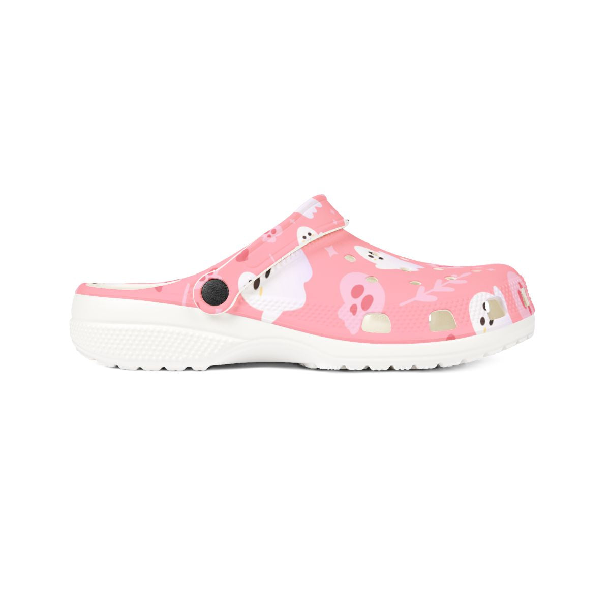 Pink Ghost Garden Shoes for Adults & Kids – Lightweight EVA Slip-On Halloween Sandals Water-Resistant Nurse Comfort Footwear
